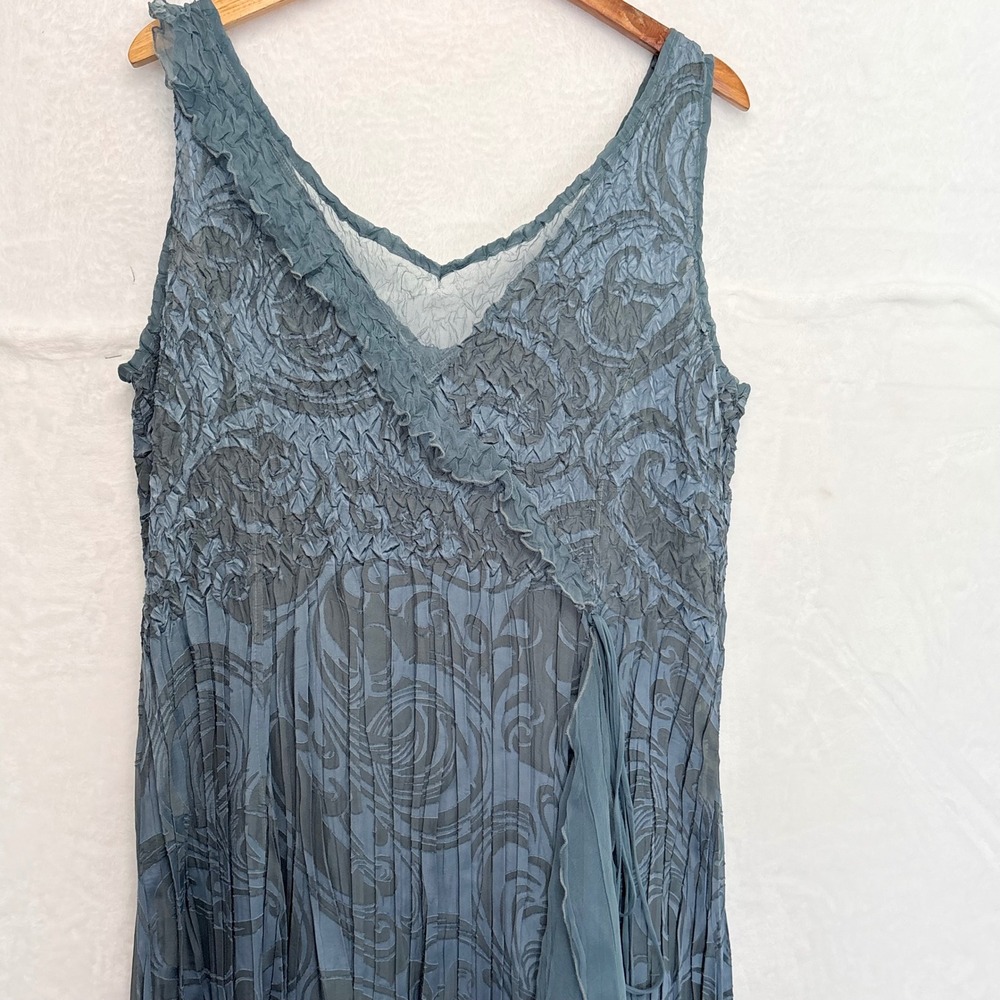 Komarov Ethereal Water Nymph Shimmer Chiffon Asymmetric Dress Large Maxi Fairy - Picture 5 of 9